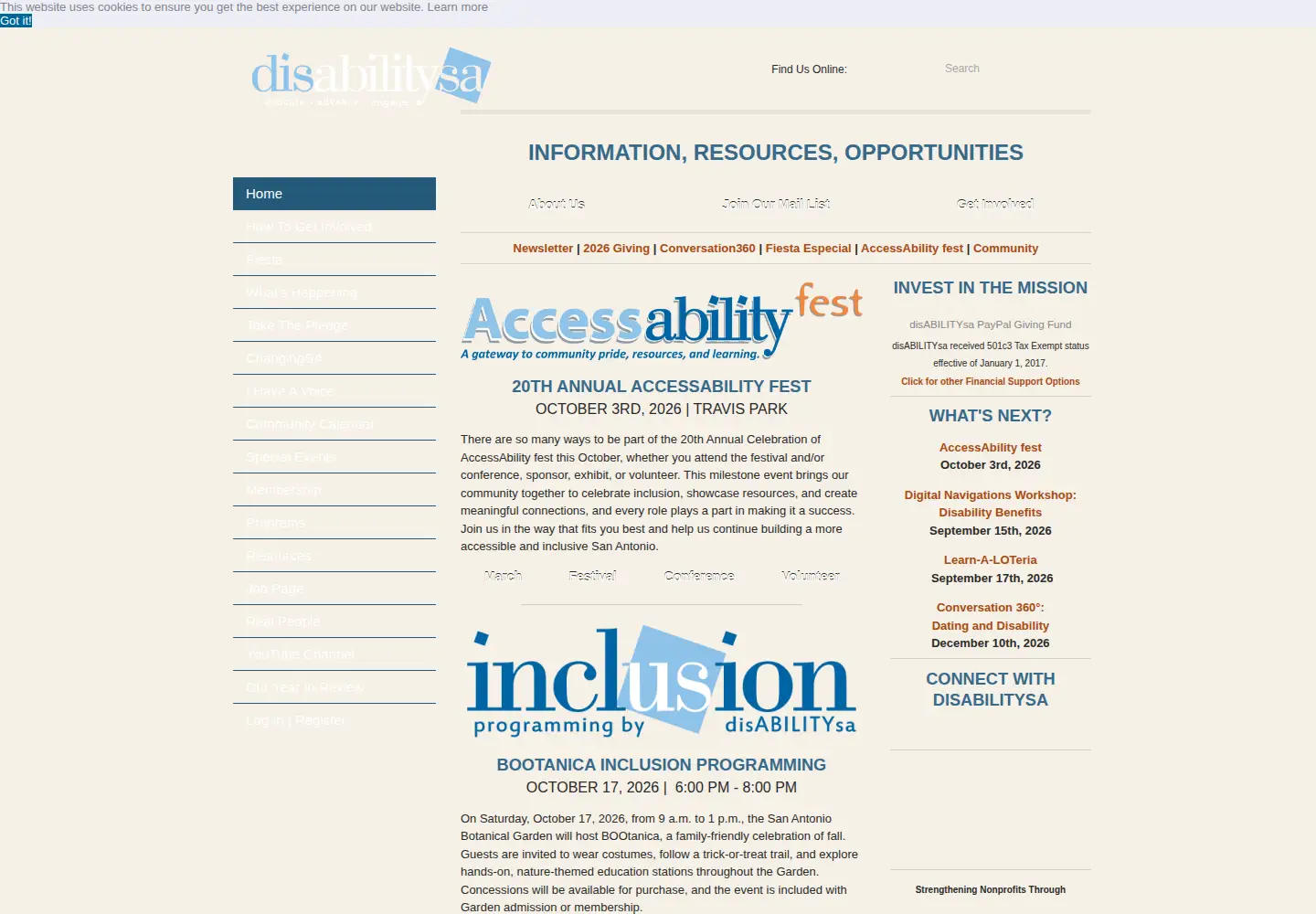 Screenshot of disabilitysa.org