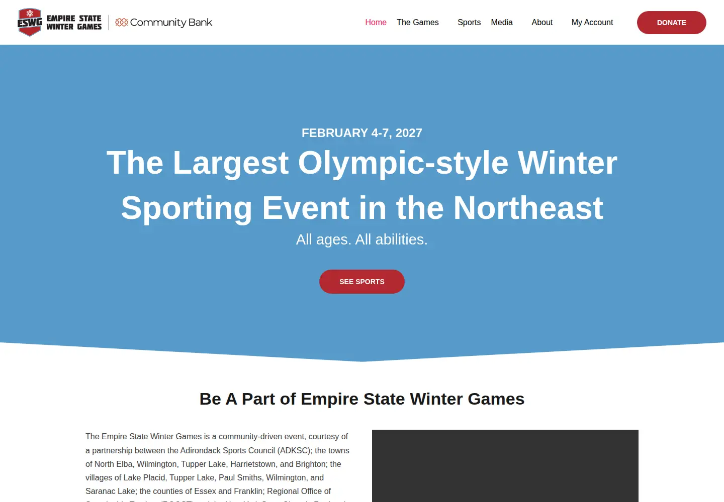 Screenshot of empirestatewintergames.com