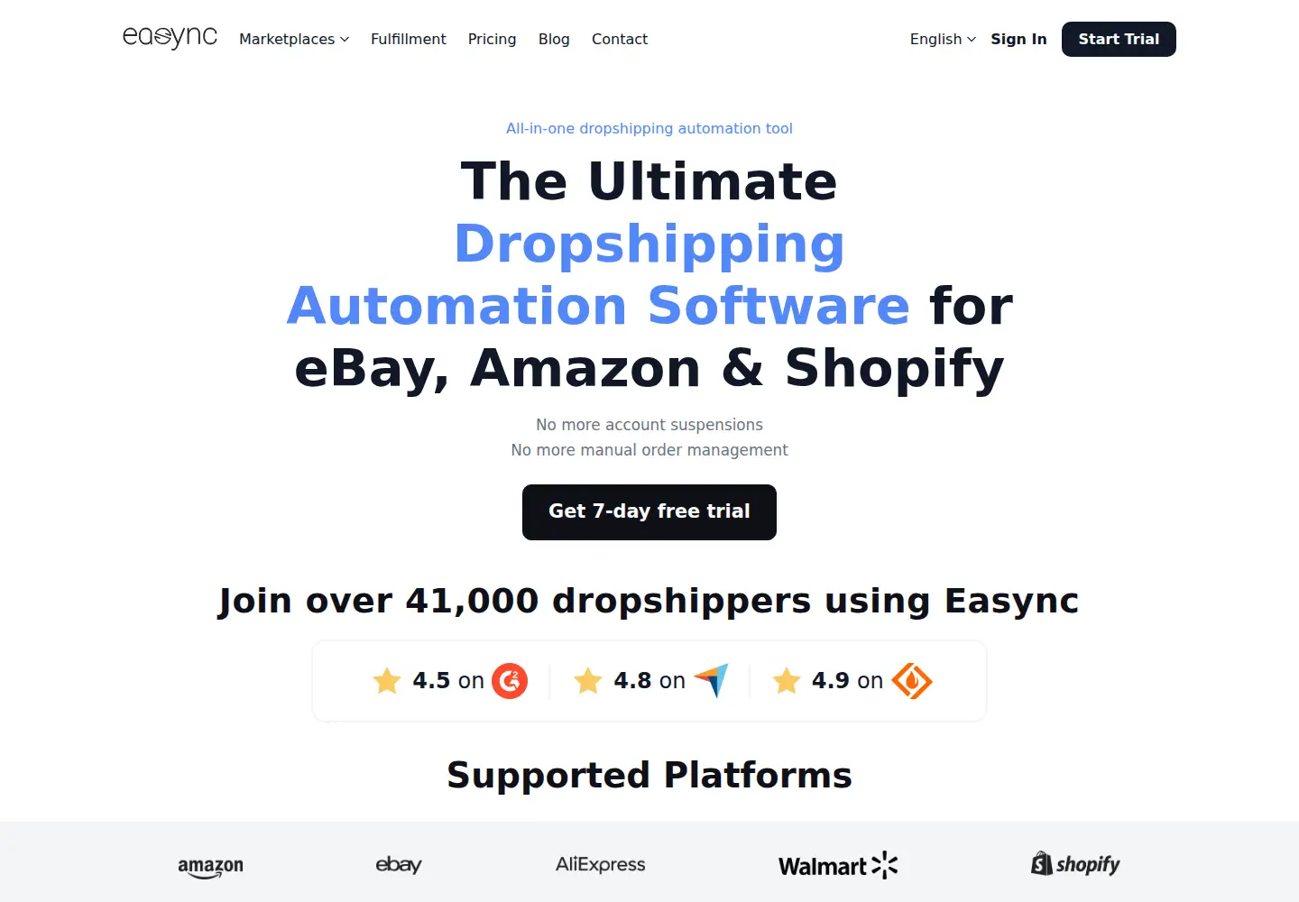 Captured homepage of easync.io in the current scan