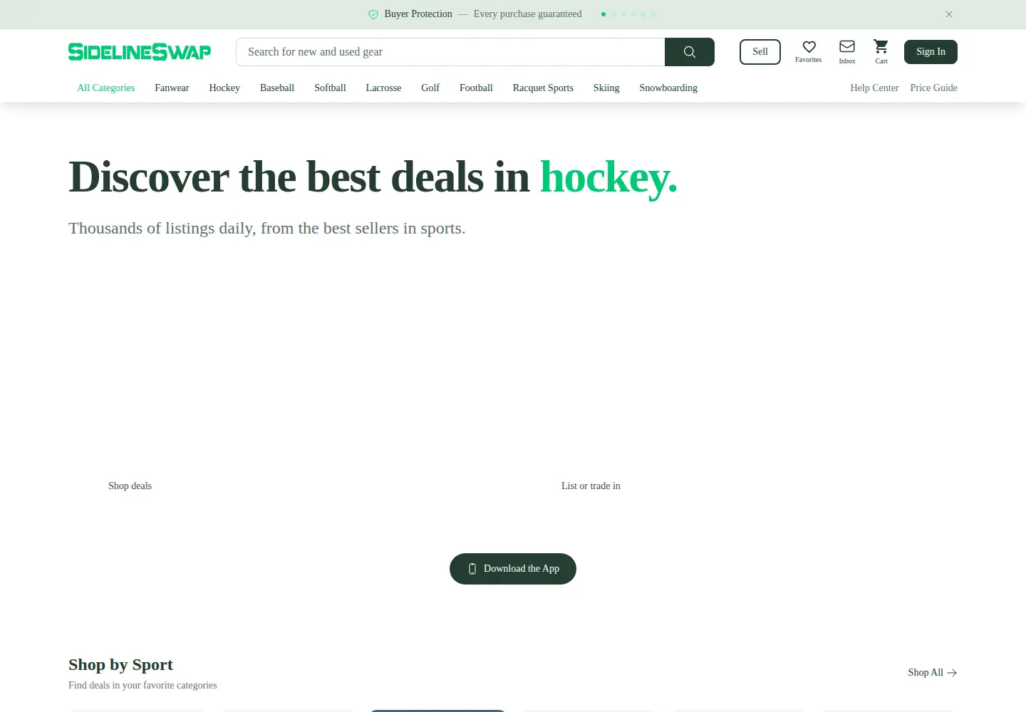 Screenshot of sidelineswap.com