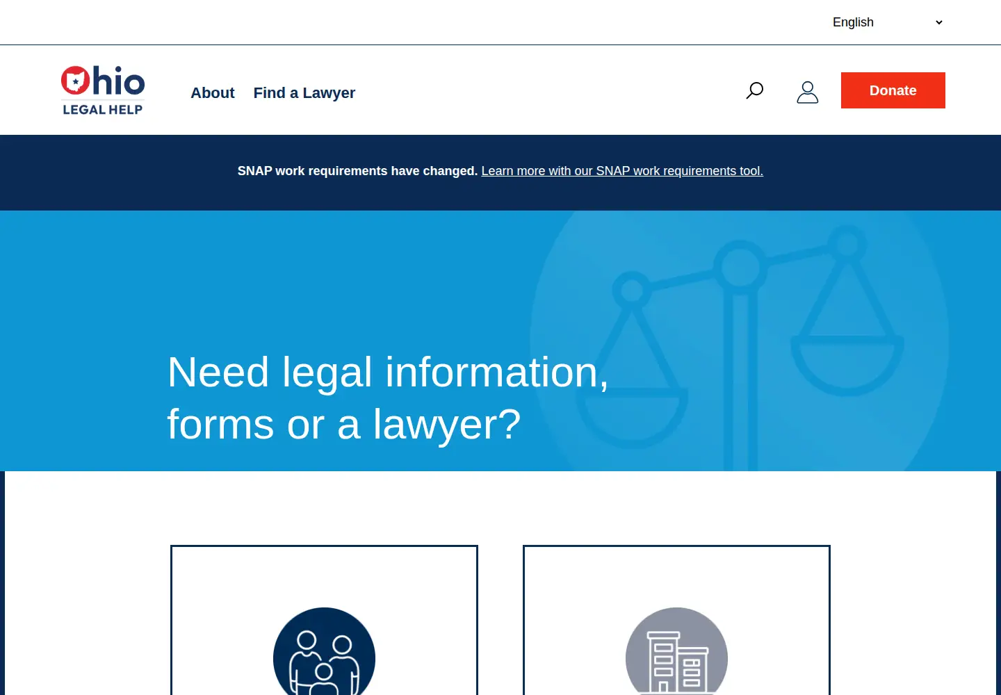 Captured homepage of ohiolegalhelp.org in the current scan