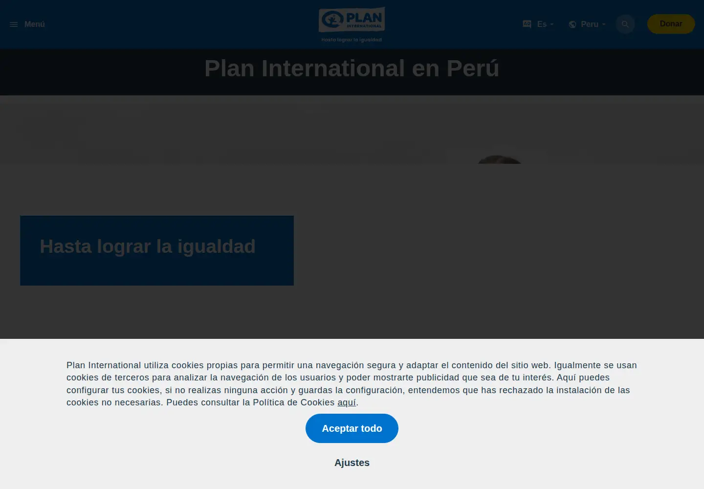 Captured homepage of planinternational.org.pe in the current scan