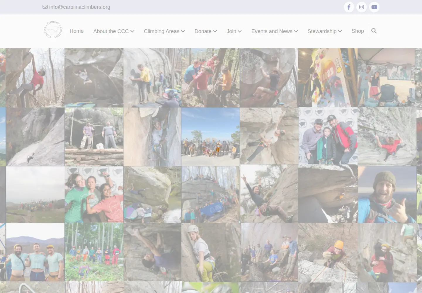 Captured homepage of carolinaclimbers.org in the current scan