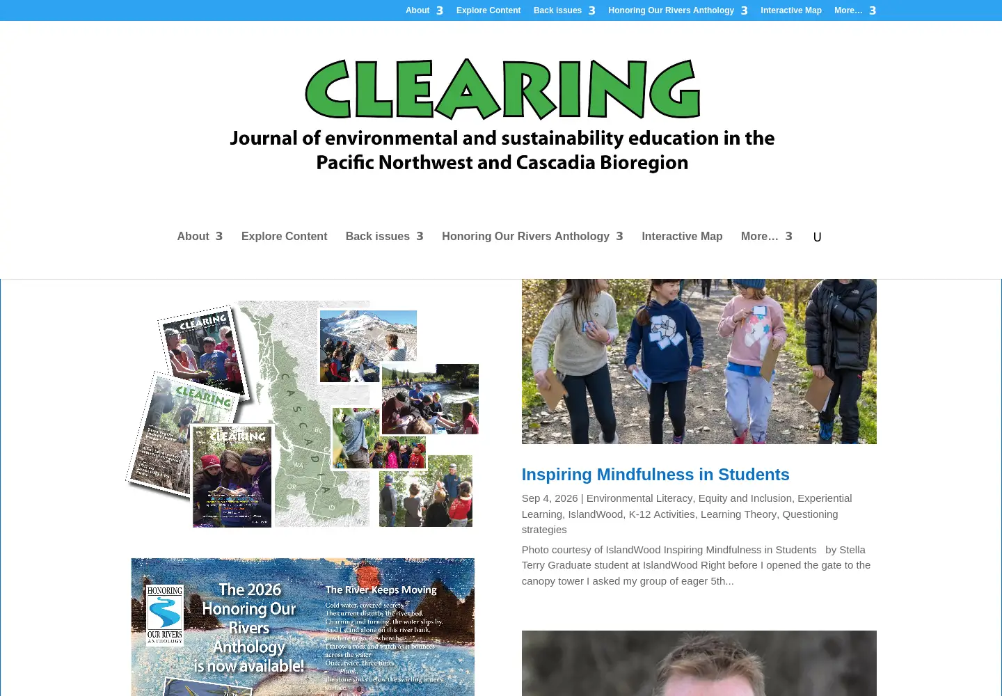 Captured homepage of clearingmagazine.org in the current scan
