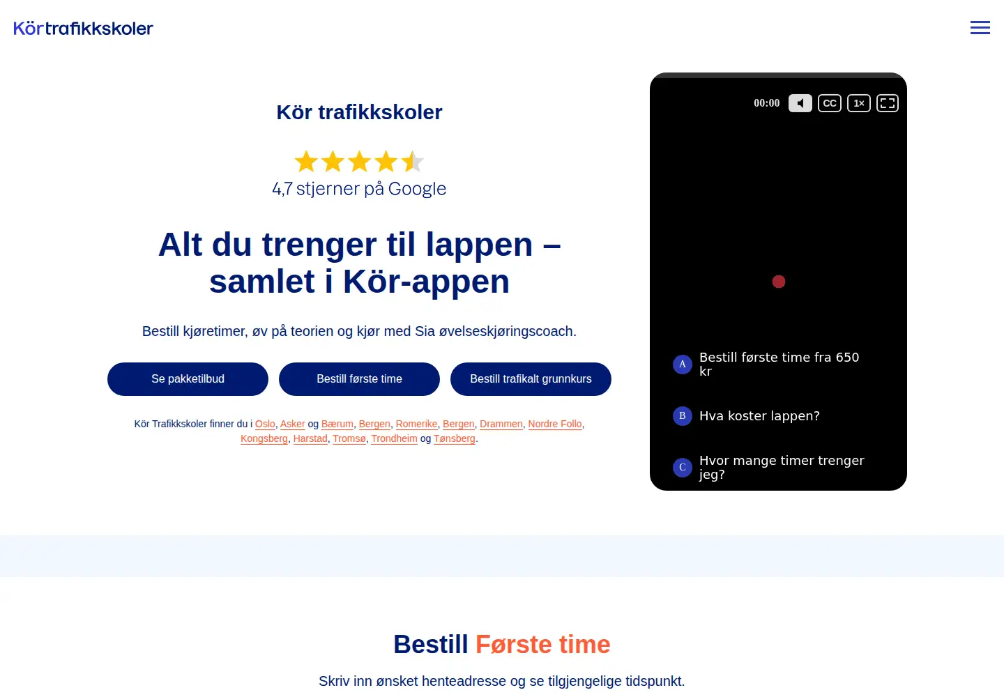 Screenshot of koer.no