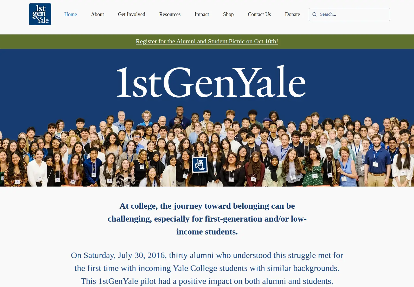 Screenshot of 1stgenyale.org