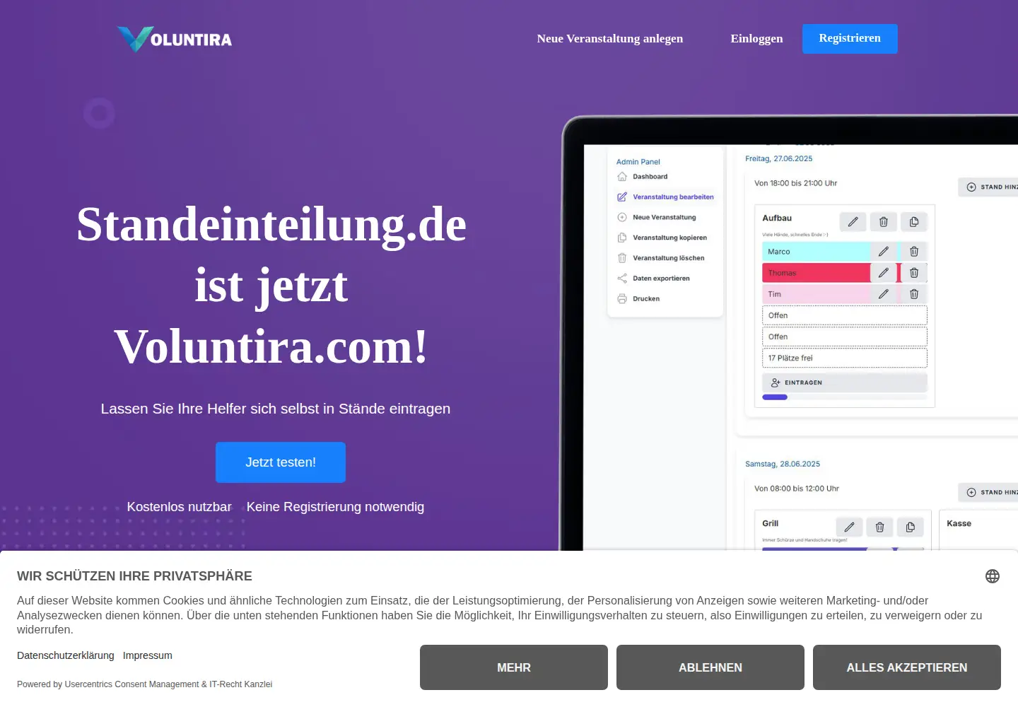 Captured homepage of voluntira.com in the current scan