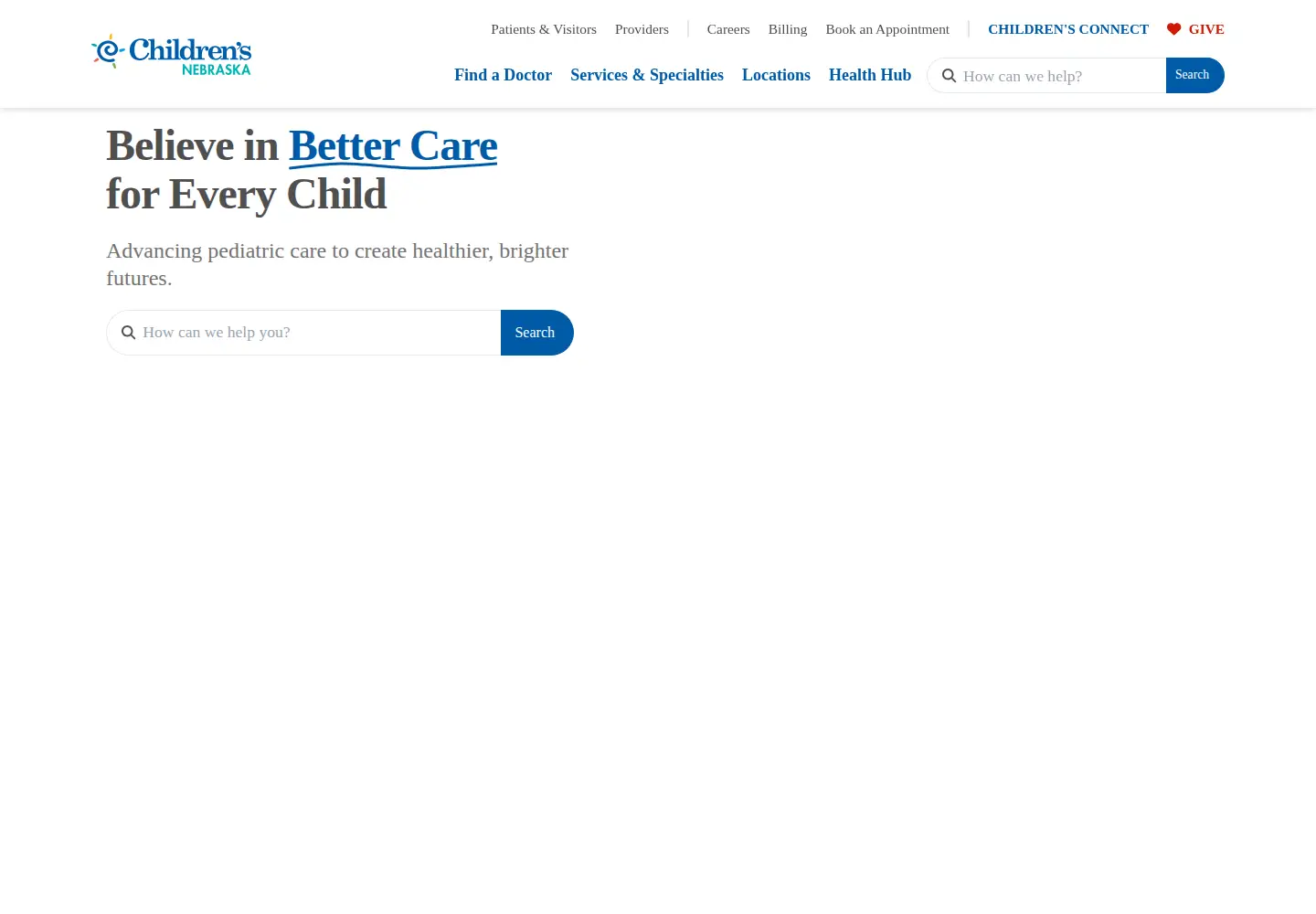 Screenshot of childrensnebraska.org