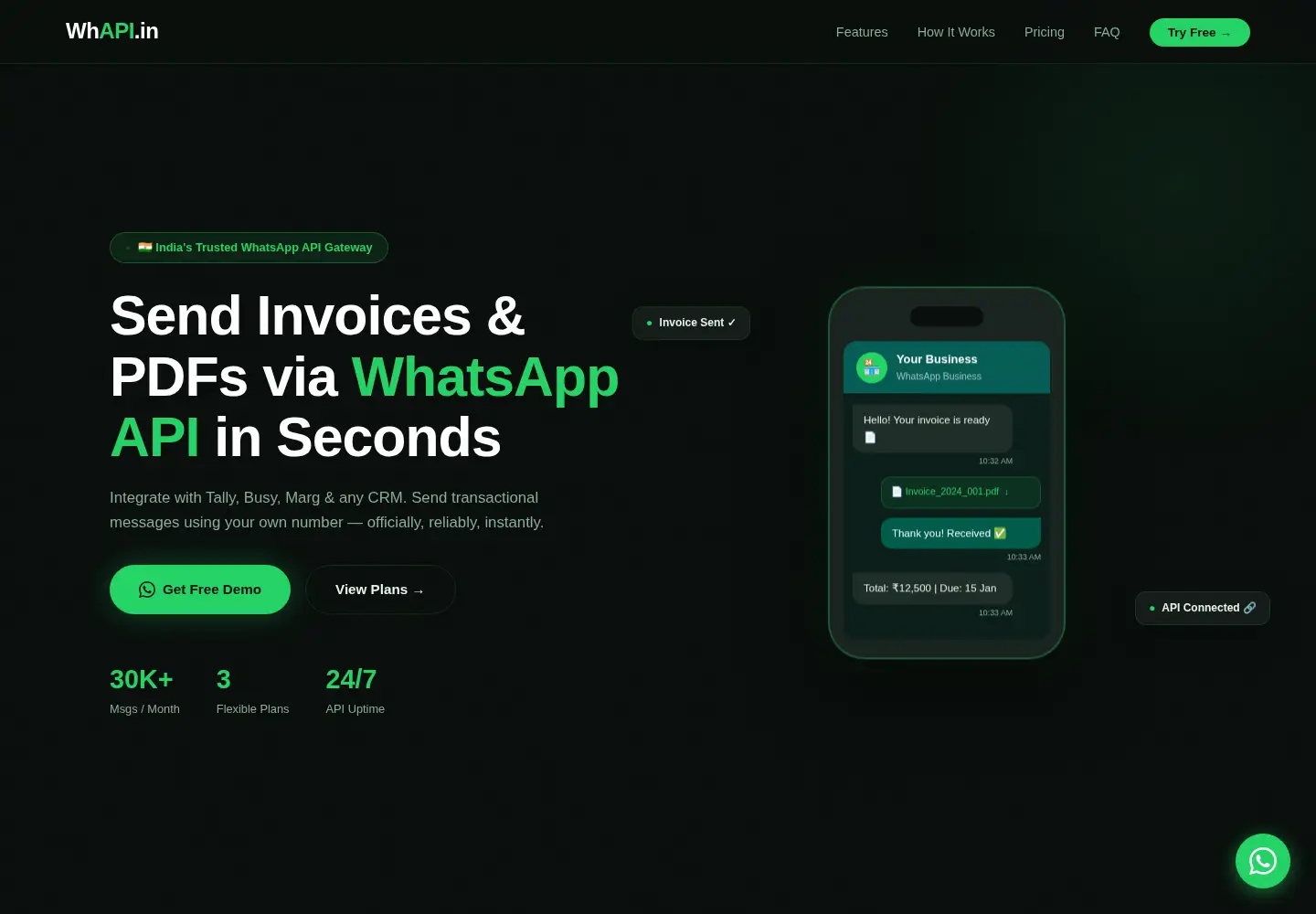 Screenshot of whapi.in