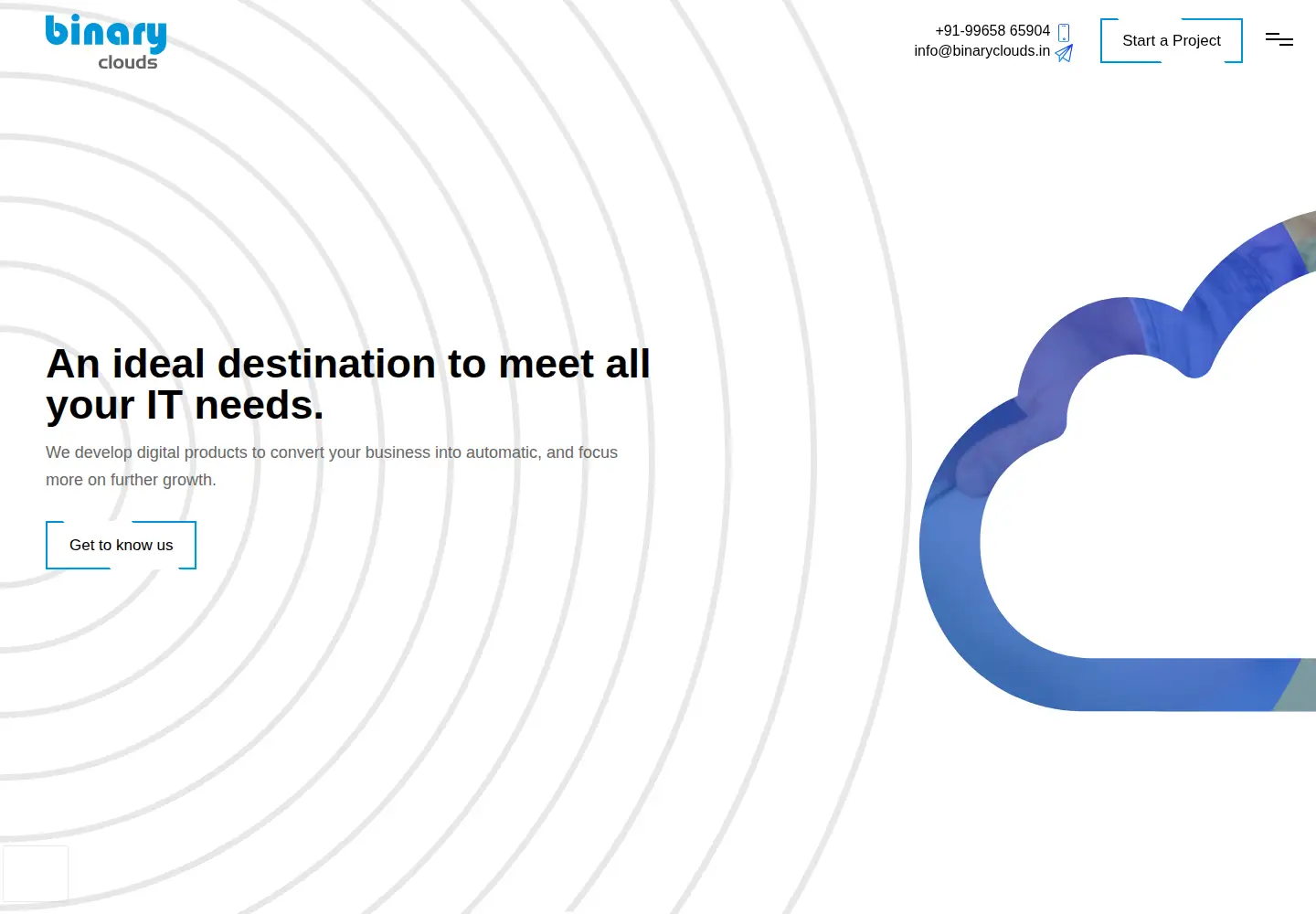 Captured homepage of binary-clouds.com in the current scan
