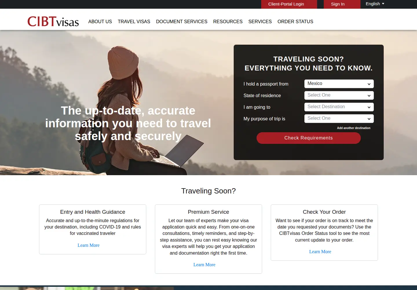 Screenshot of cibtvisas.com.mx