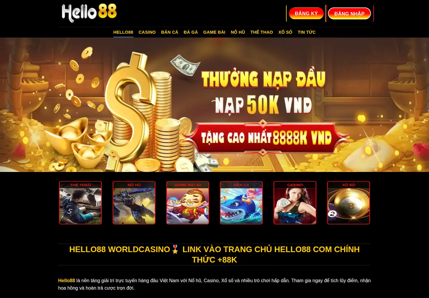 Captured homepage of hello88.movie in the current scan