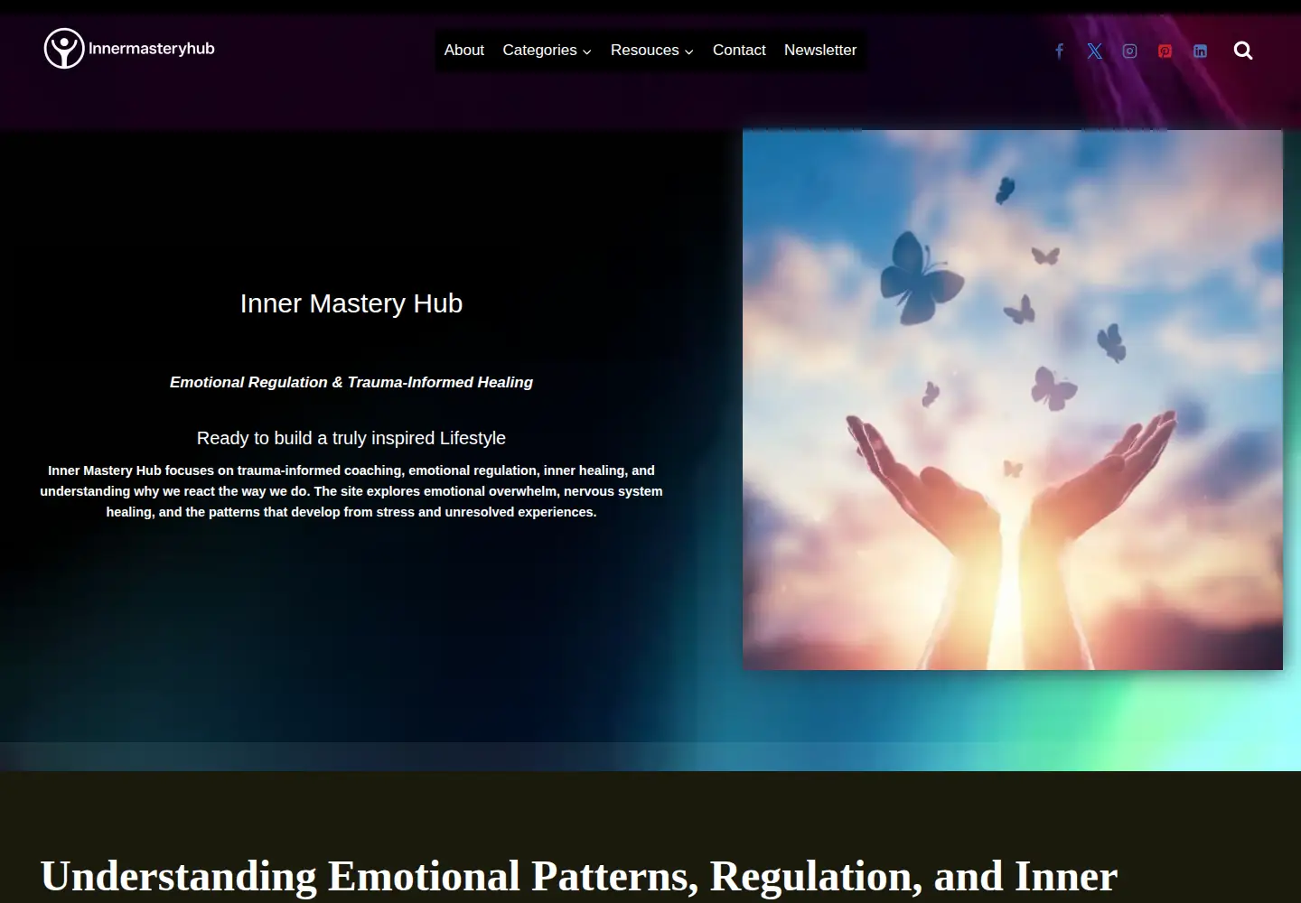 Captured homepage of innermasteryhub.com in the current scan