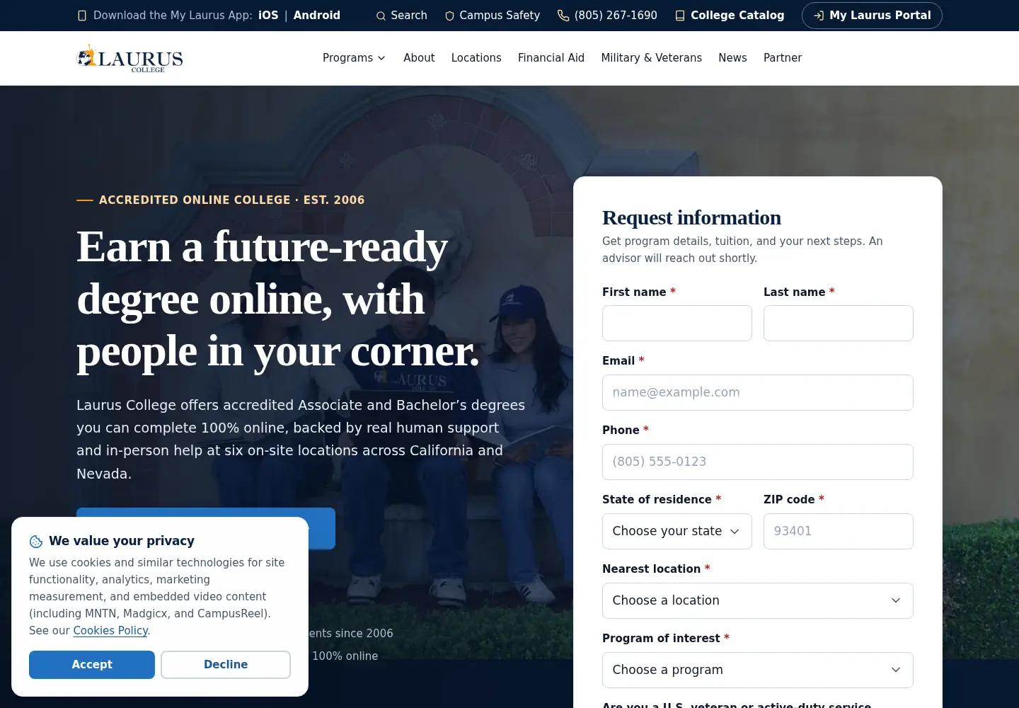 Screenshot of lauruscollege.edu