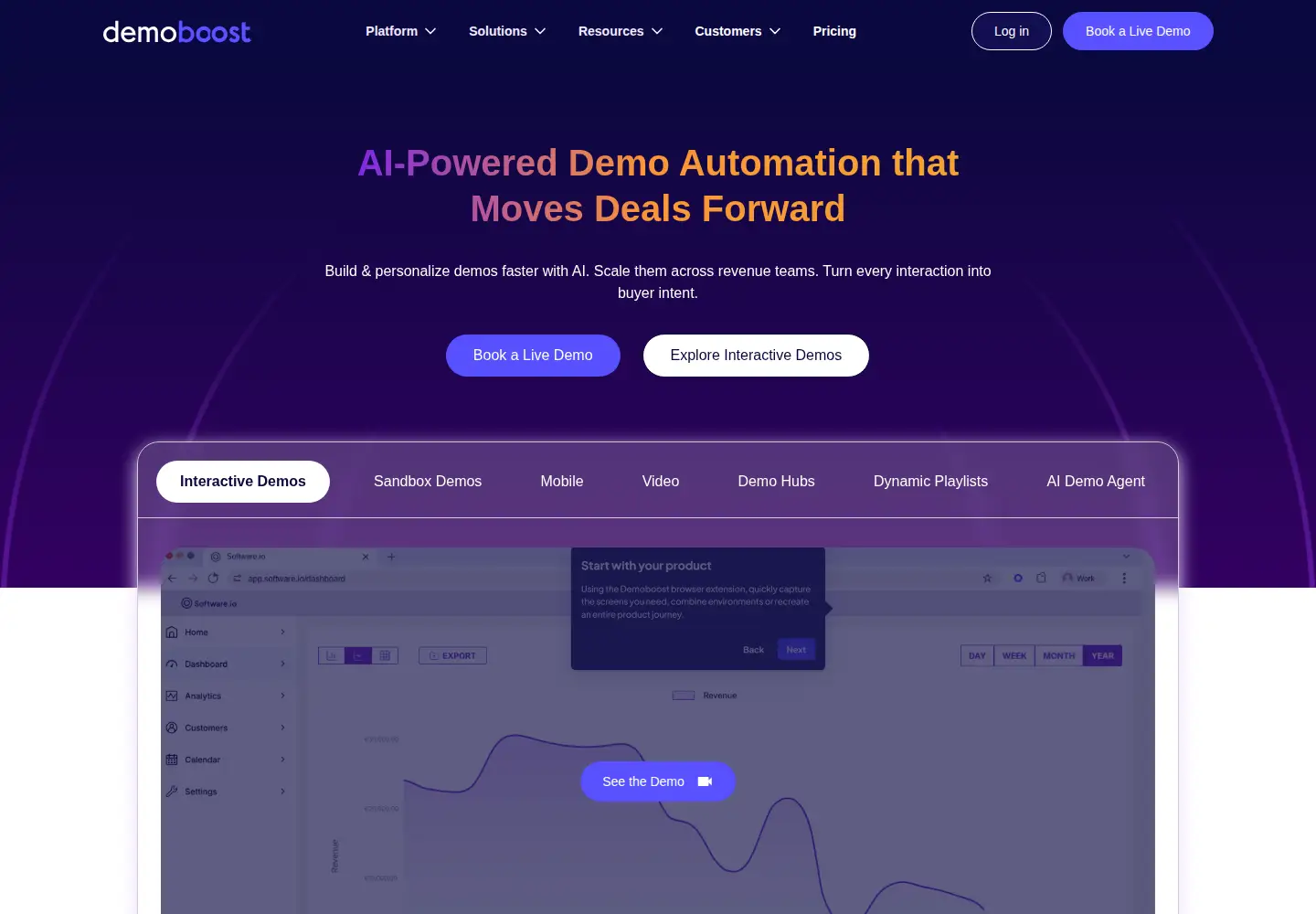 Captured homepage of demoboost.com in the current scan