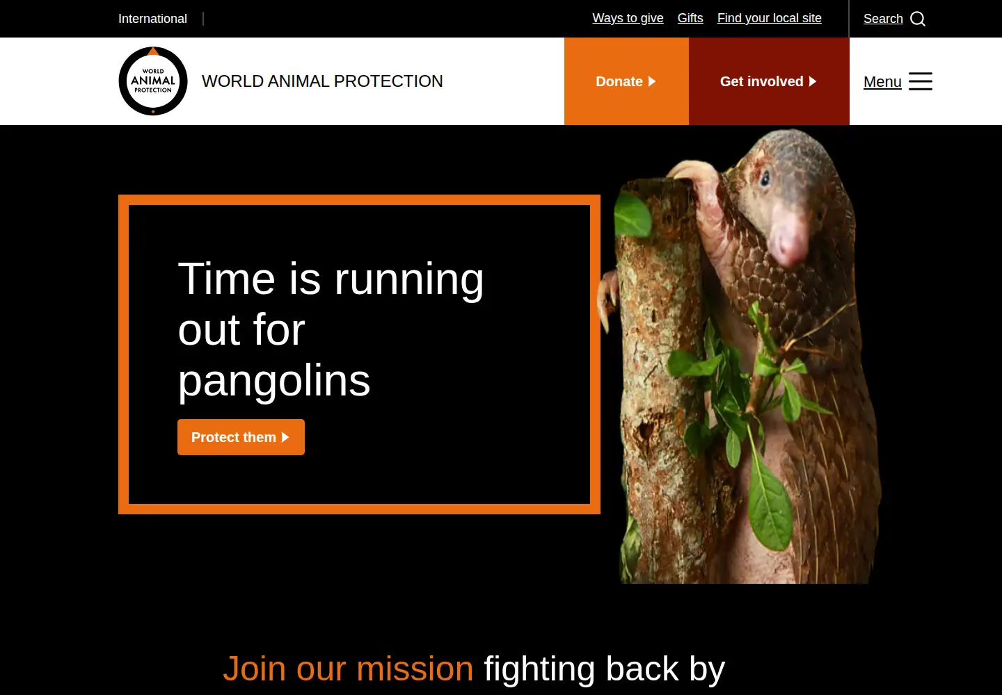 Screenshot of worldanimalprotection.org