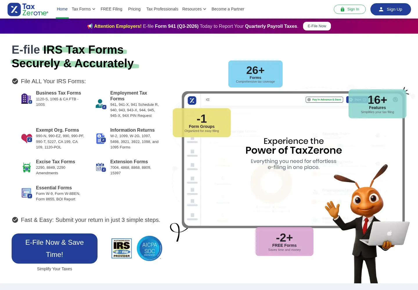Screenshot of taxzerone.com