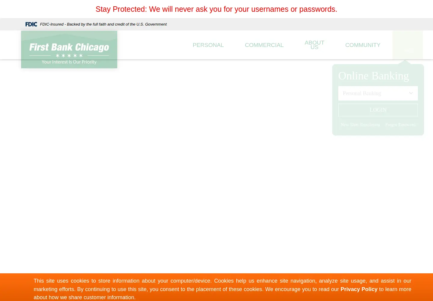 Screenshot of firstbankchicago.com