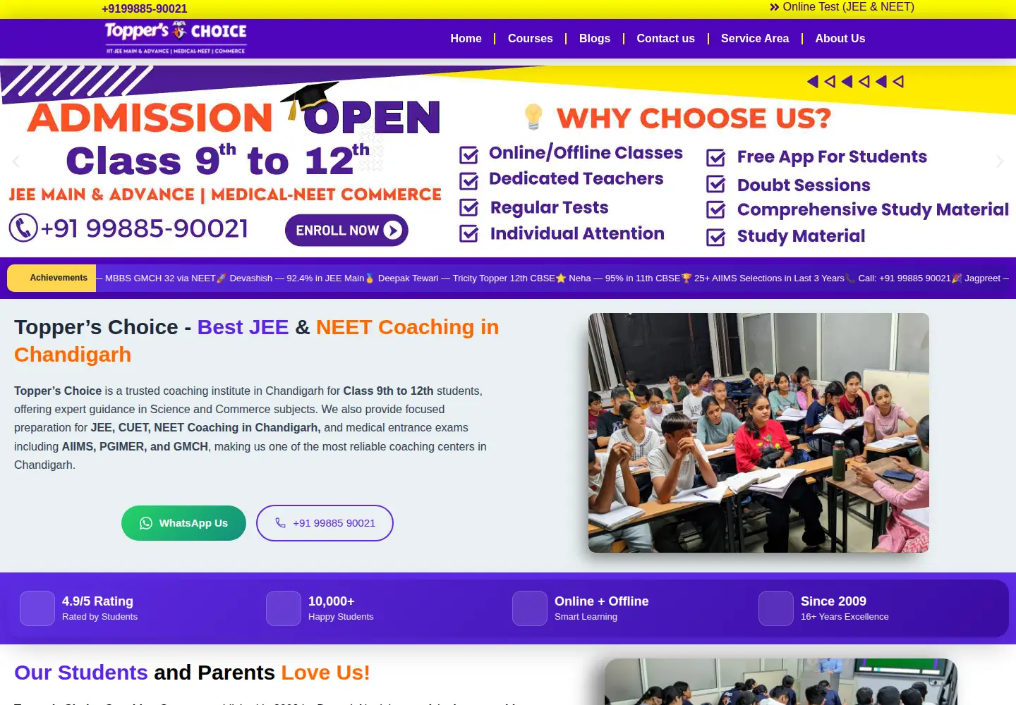 Screenshot of topperchoice.in