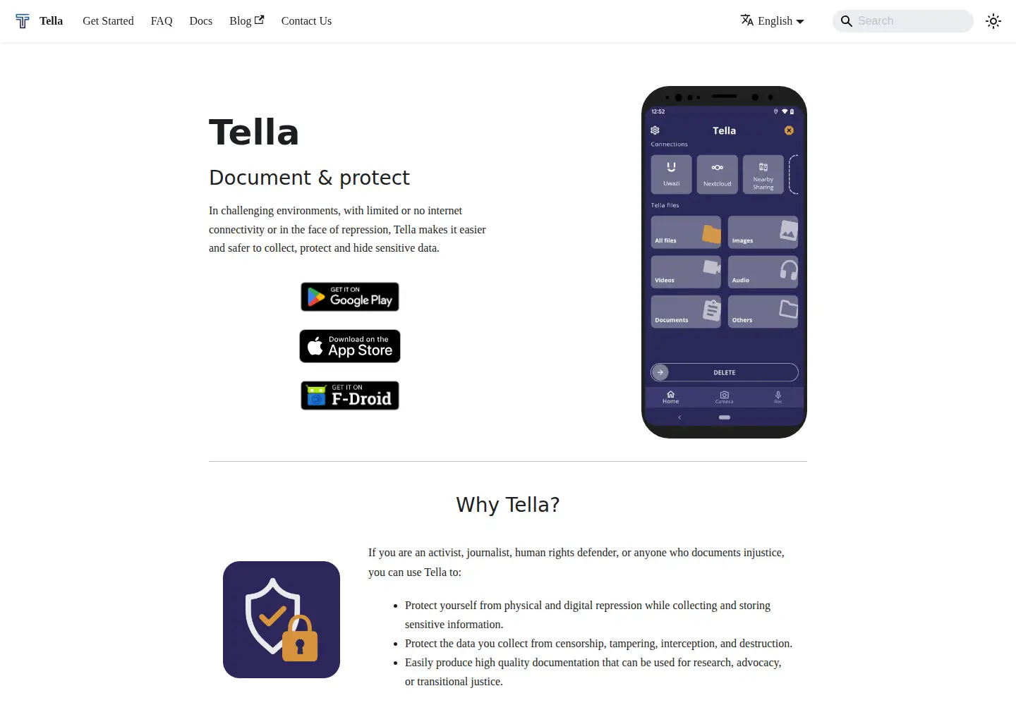 Screenshot of tella-app.org