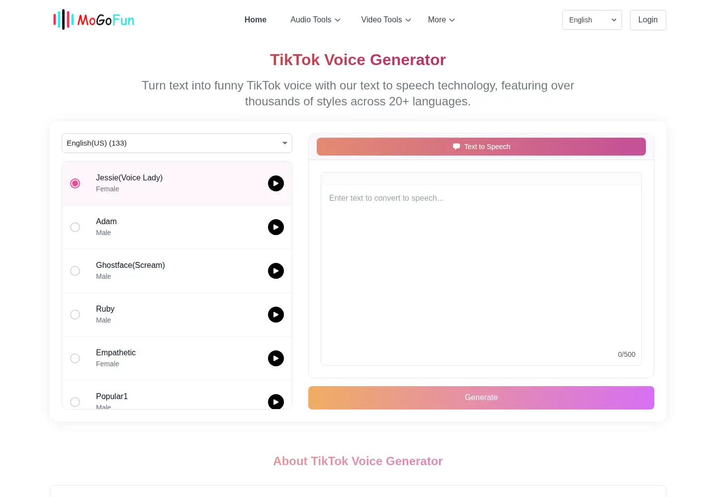 Screenshot of tiktokvoice.net