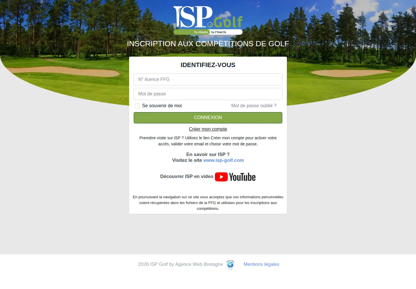 Screenshot of isp.golf