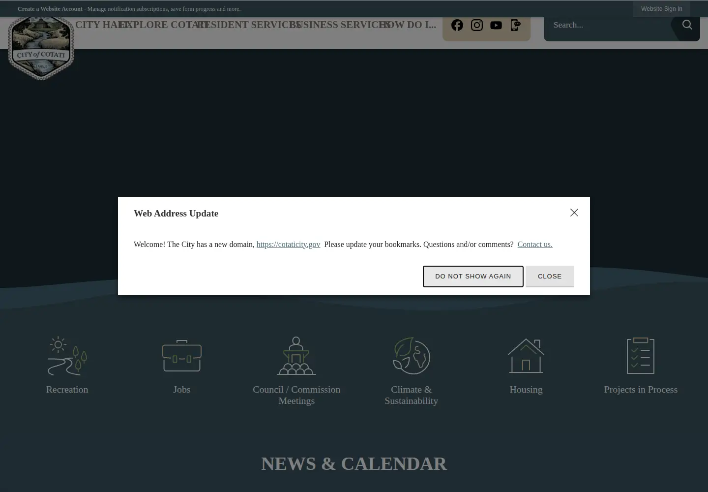 Screenshot of cotaticity.gov