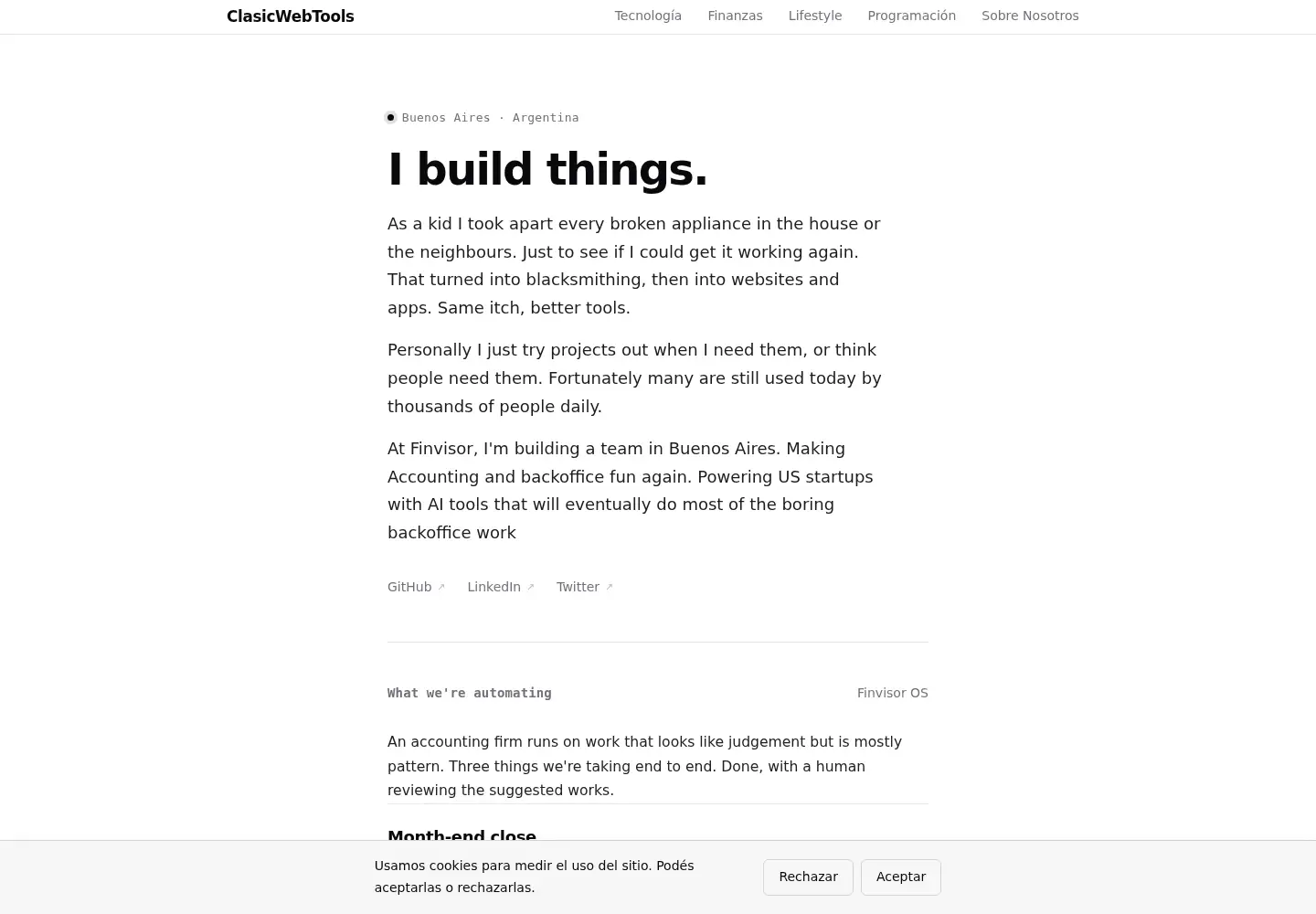 Captured homepage of clasicwebtools.com in the current scan