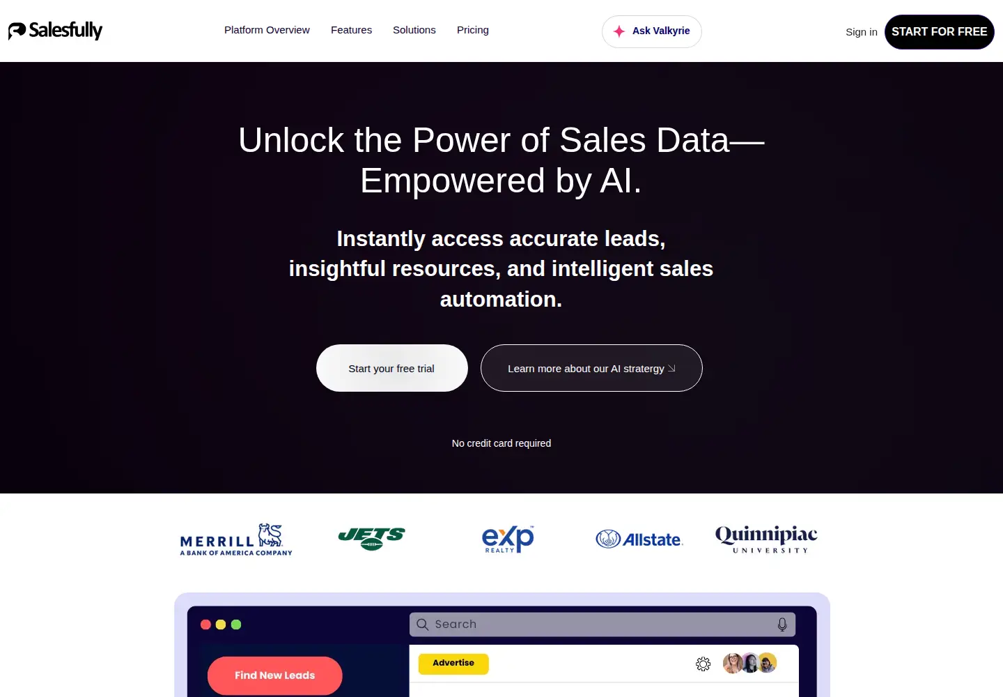 Captured homepage of salesfully.com in the current scan