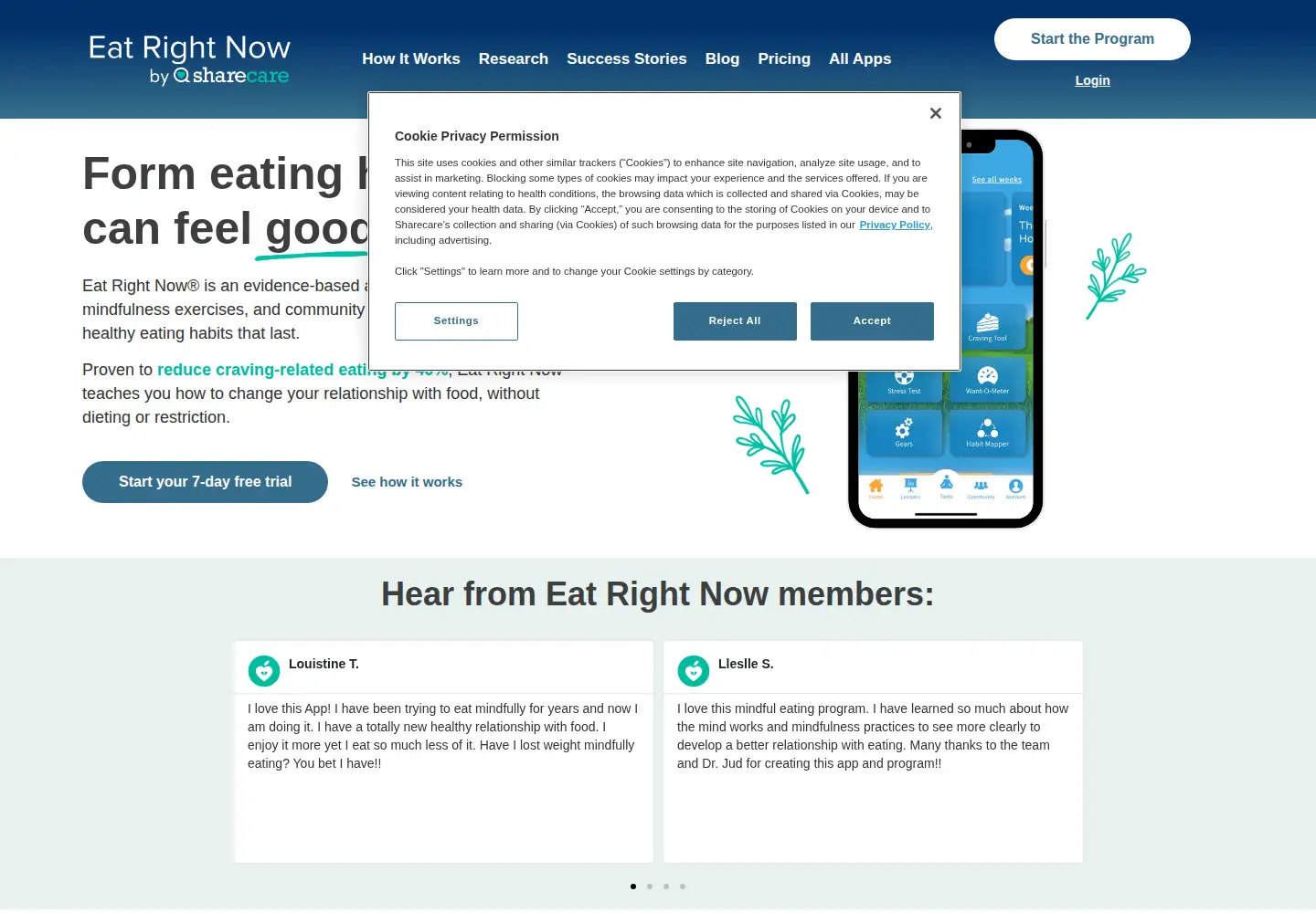 Screenshot of goeatrightnow.com