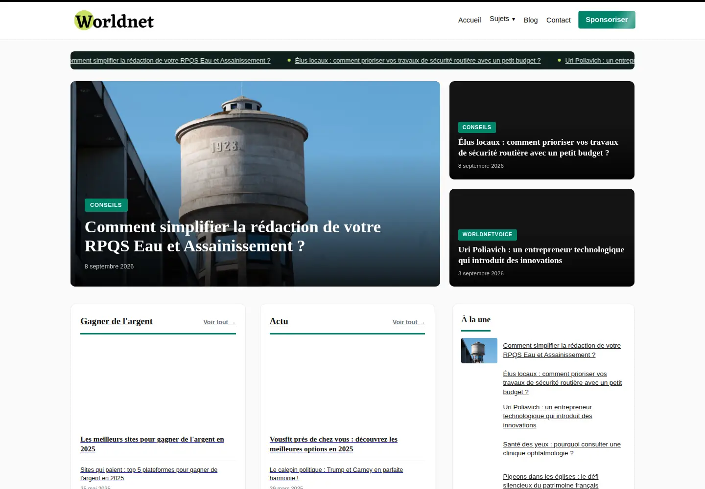 Captured homepage of worldnet.fr in the current scan