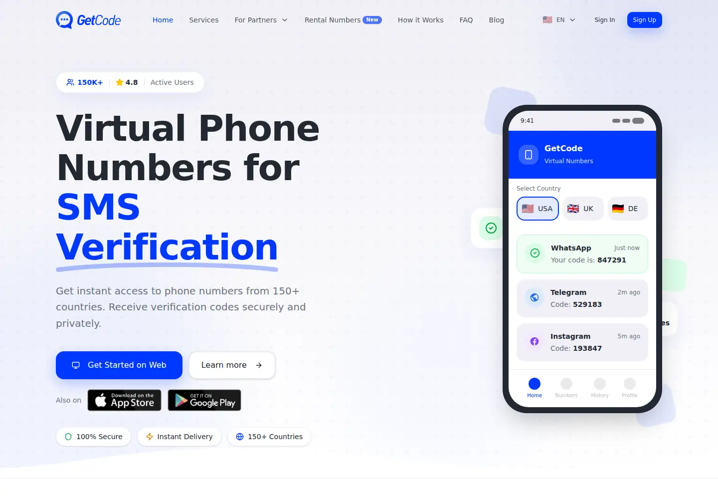 Screenshot of getcodeapp.com