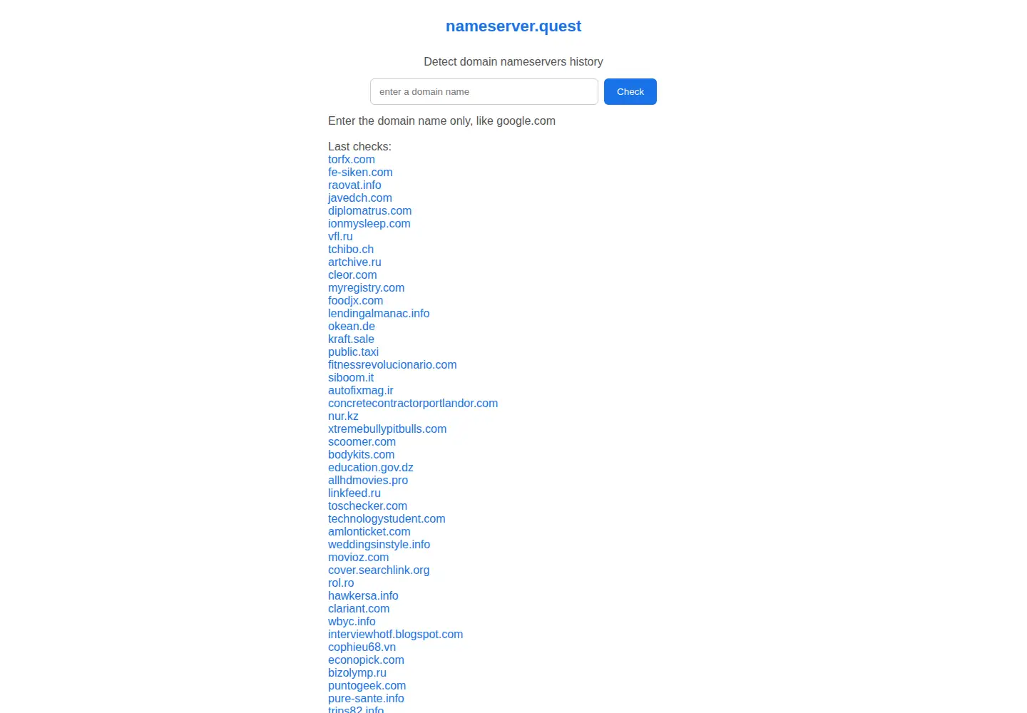 Captured homepage of nameserver.quest in the current scan