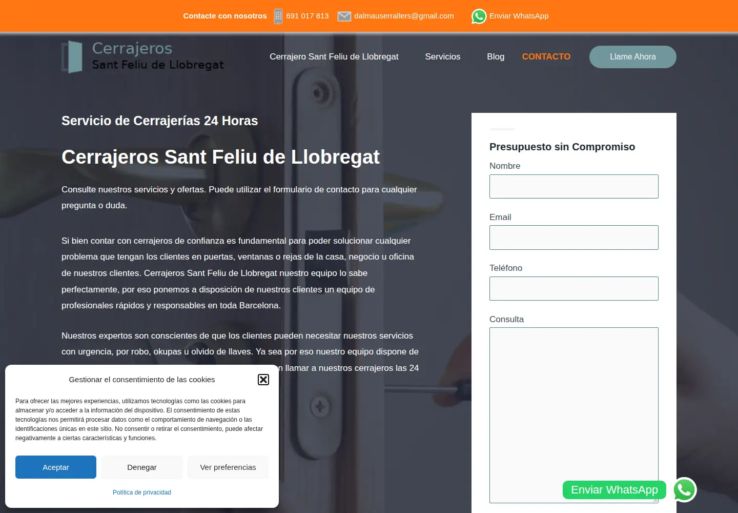 Screenshot of cerrajerosantfeliudellobregat.com