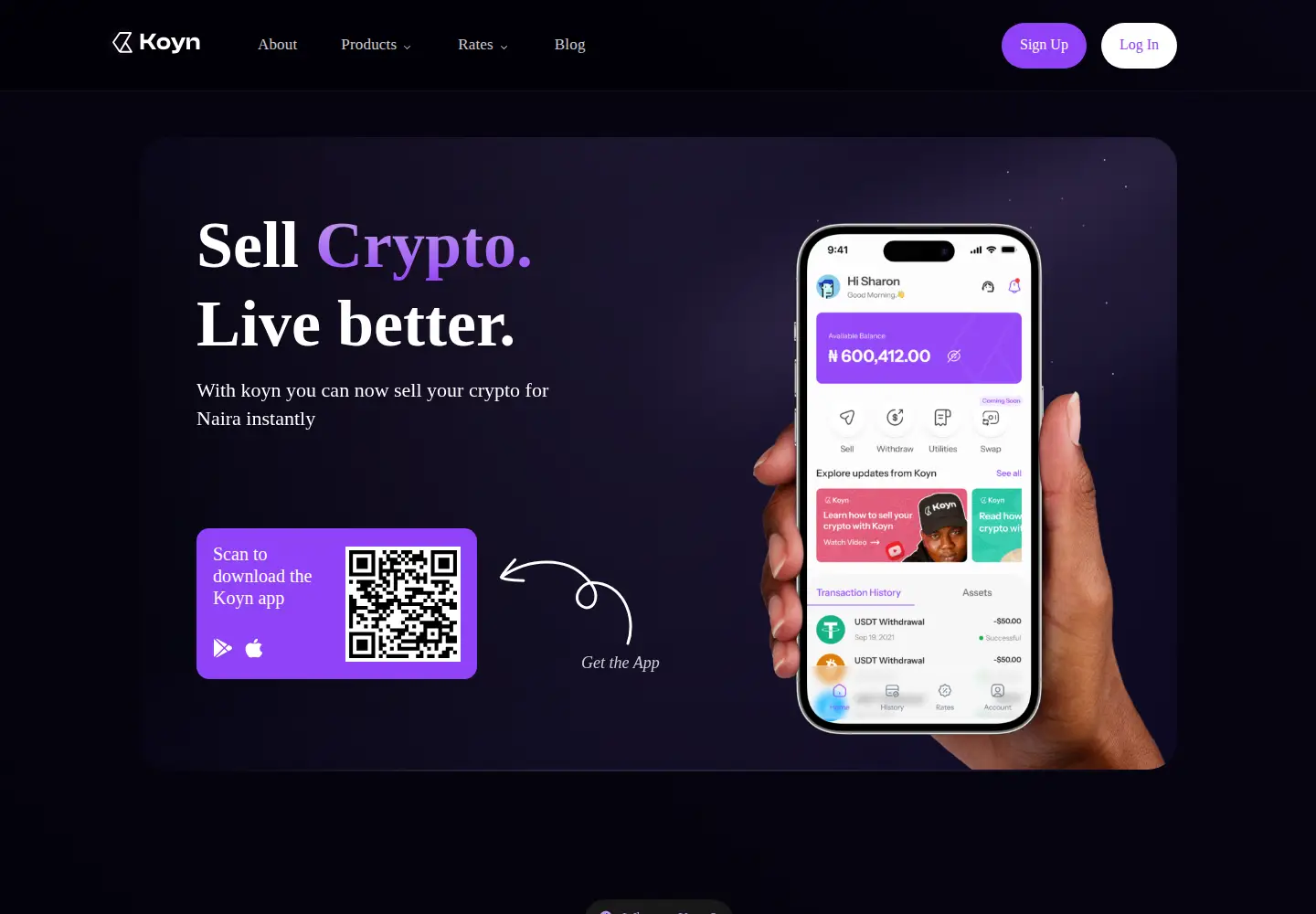 Screenshot of getkoyn.com