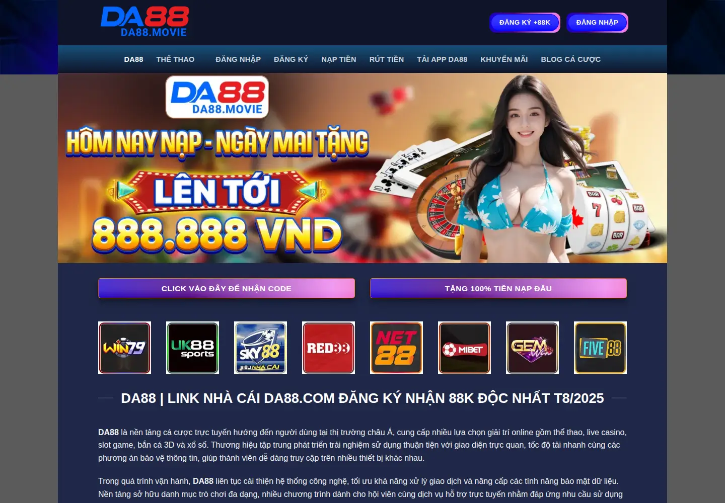 Screenshot of da88.movie