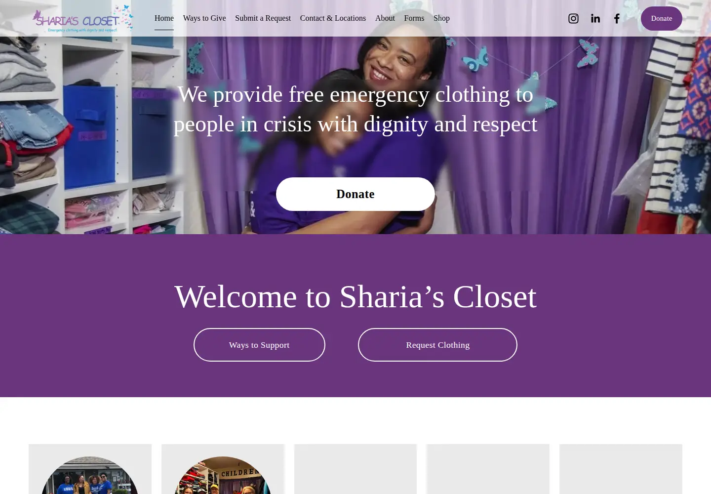 Captured homepage of shariascloset.org in the current scan