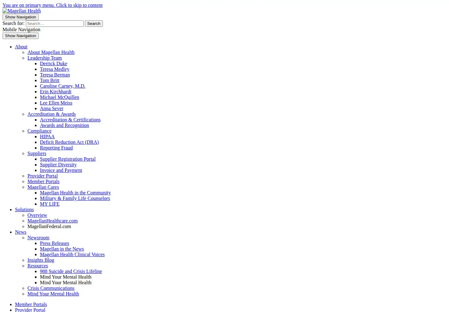 Screenshot of magellanofpa.com