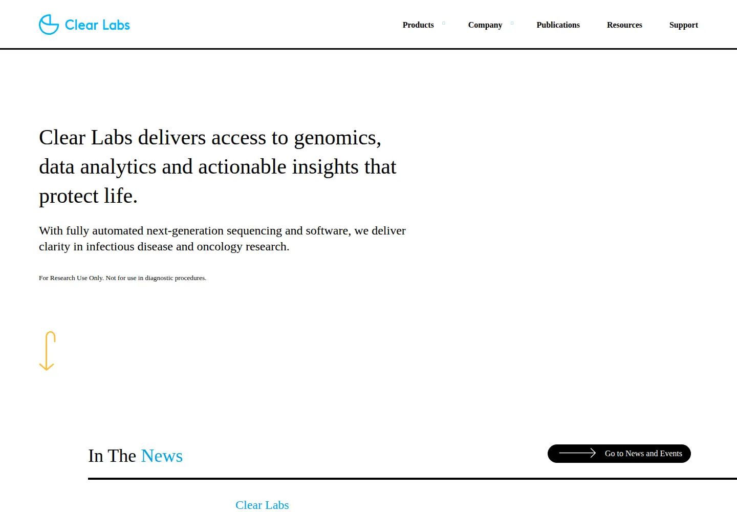 Captured homepage of clearlabs.com in the current scan
