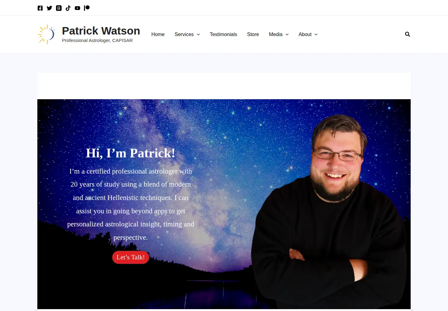 Screenshot of patrickwatsonastrology.com