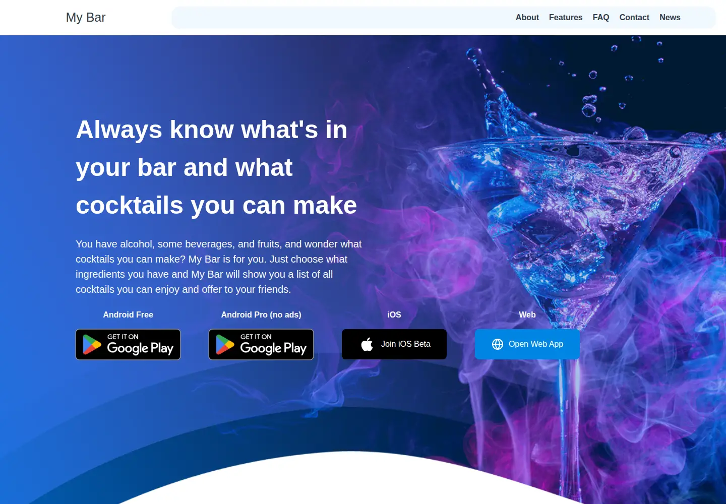Captured homepage of mybarapp.com in the current scan