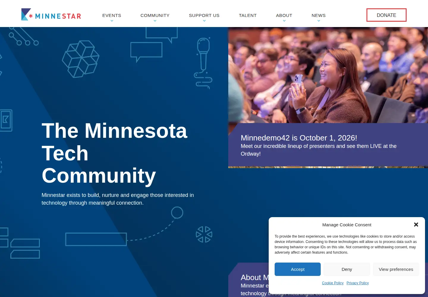 Captured homepage of minnestar.org in the current scan