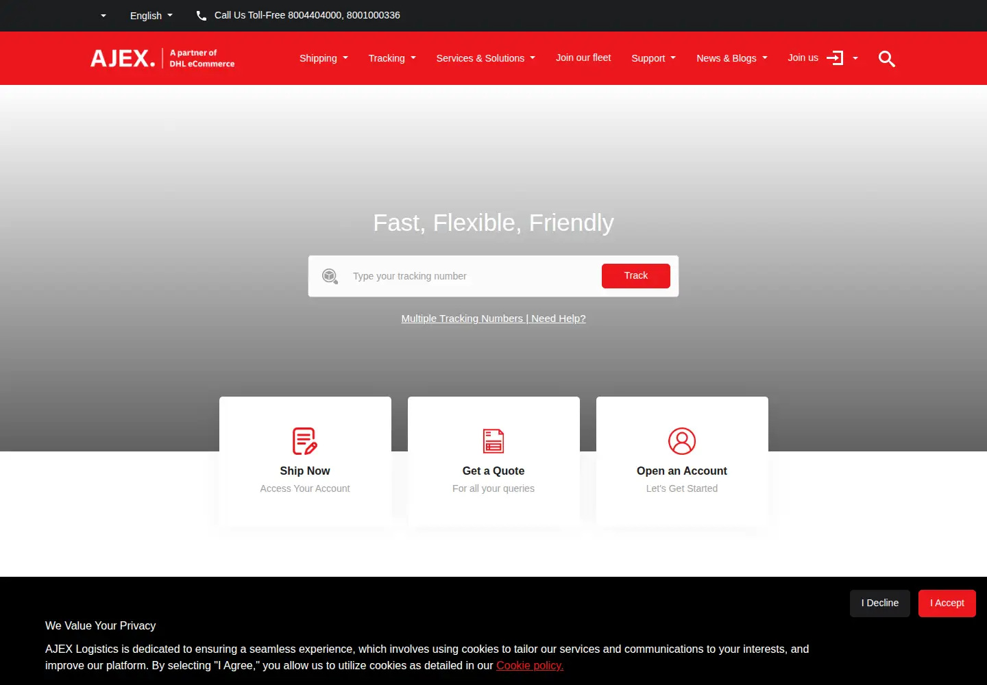 Captured homepage of aj-ex.com in the current scan