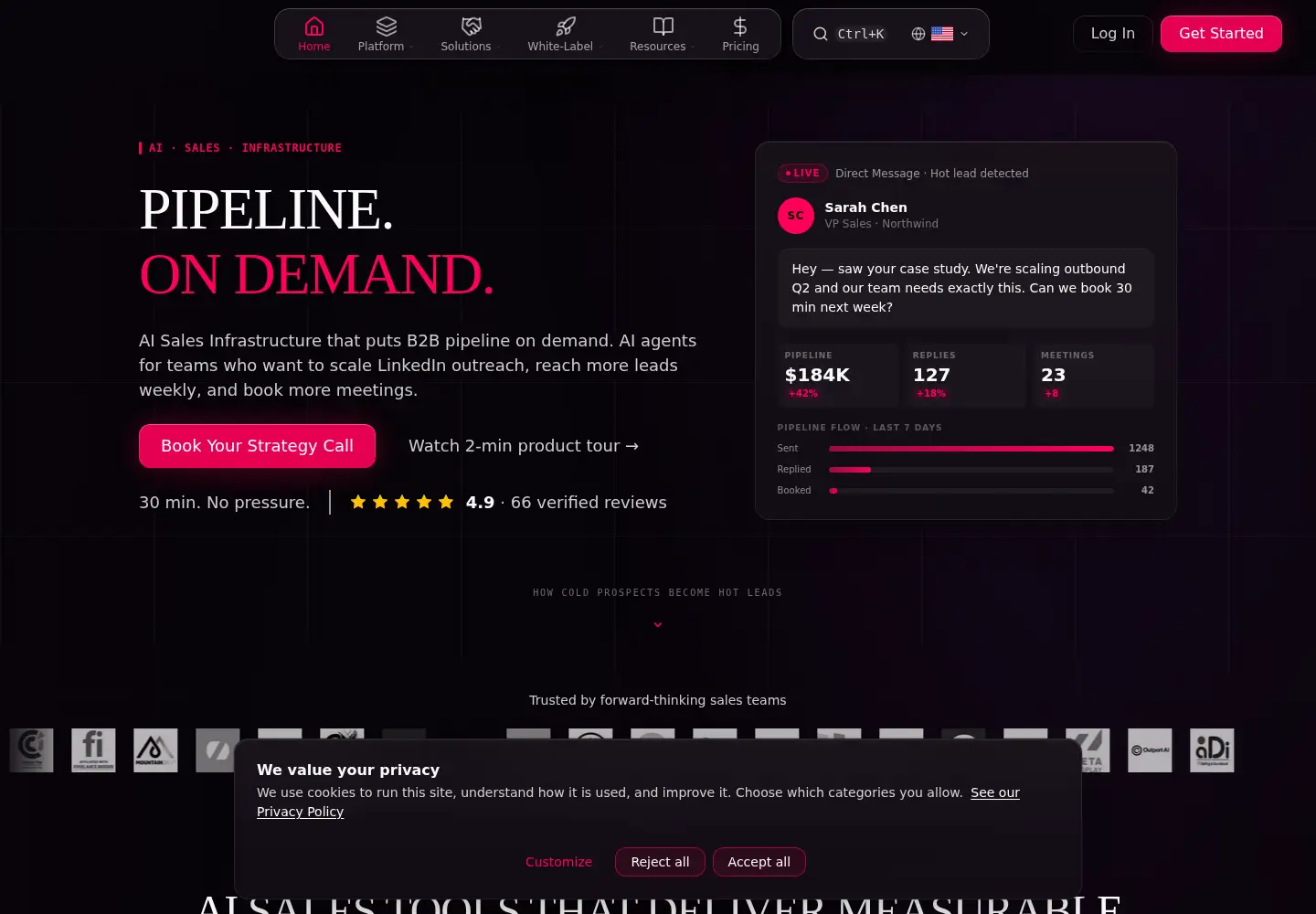 Captured homepage of sales-mind.ai in the current scan
