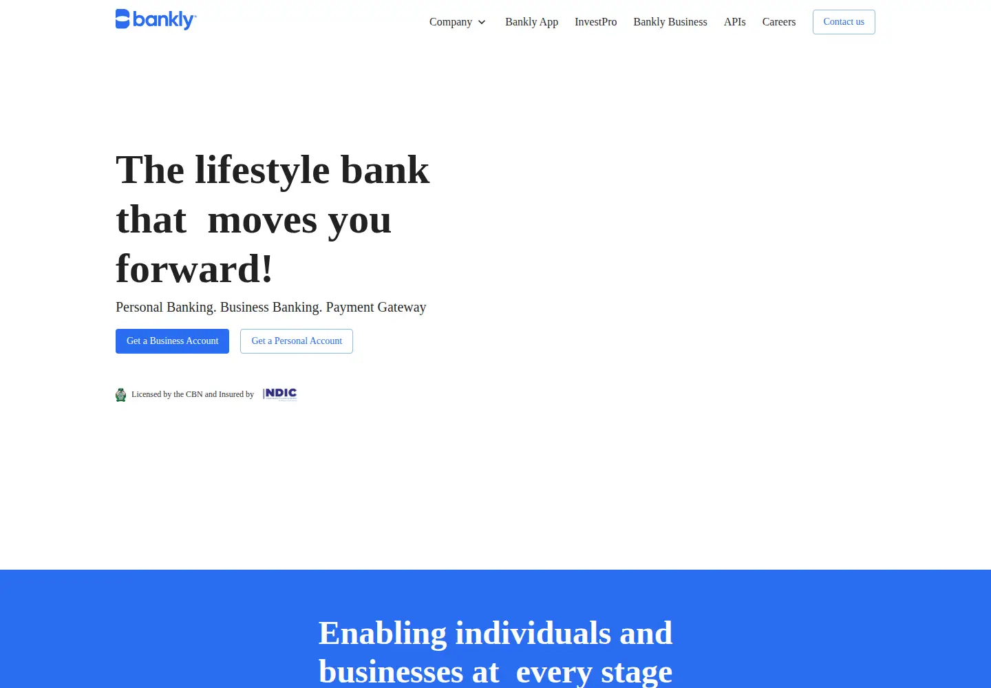 Screenshot of bankly.ng