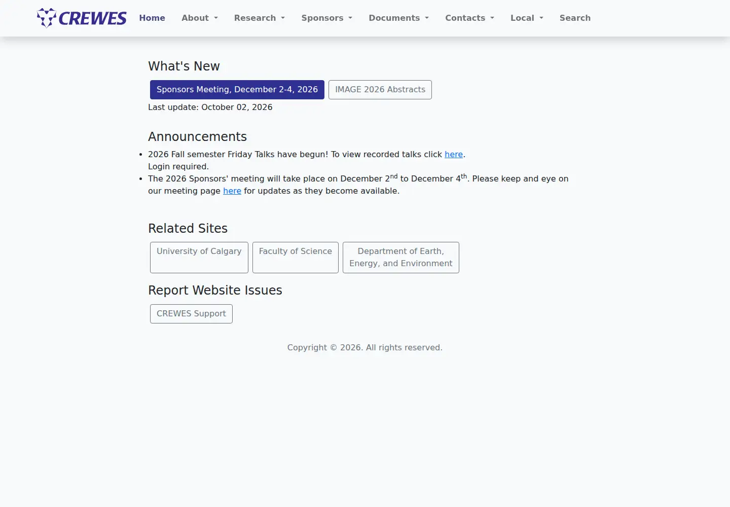 Captured homepage of crewes.org in the current scan
