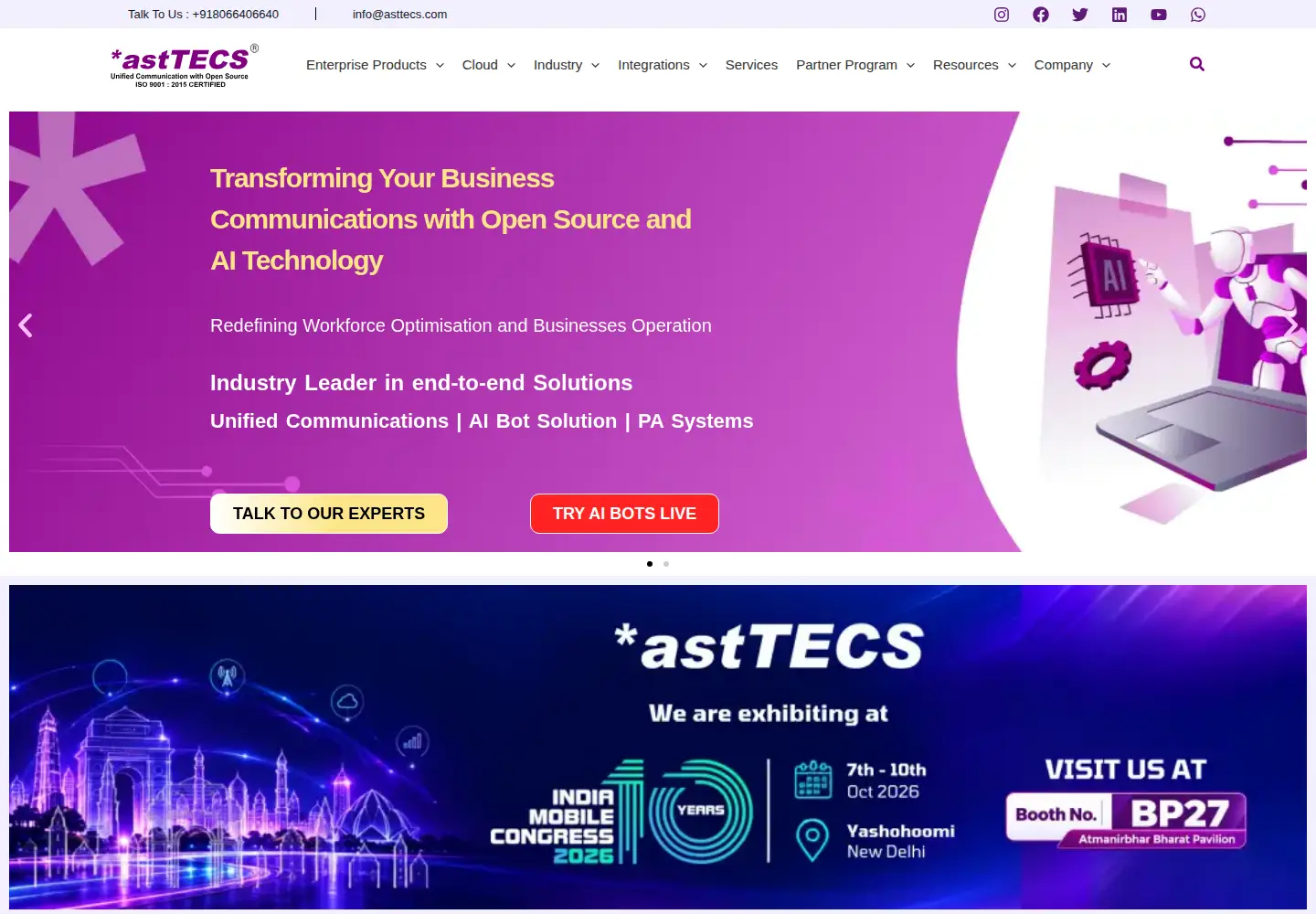 Captured homepage of asttecs.com in the current scan