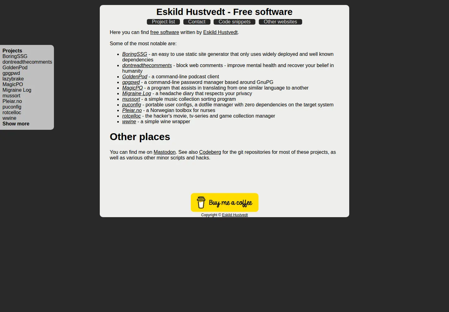 Screenshot of zerodogg.org