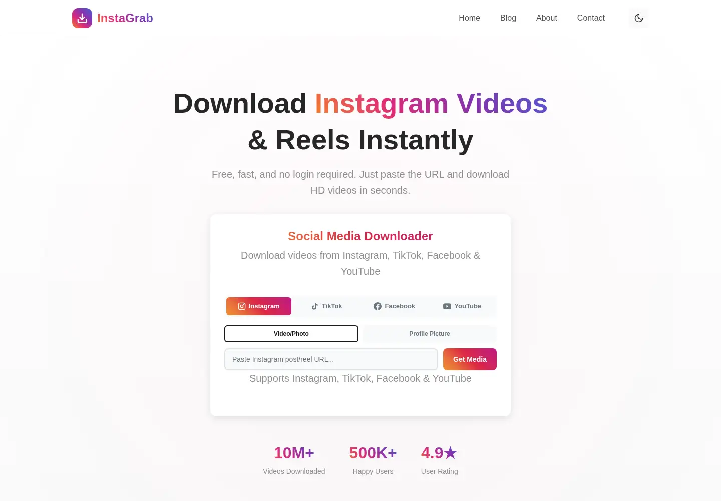 Screenshot of instagrab.app