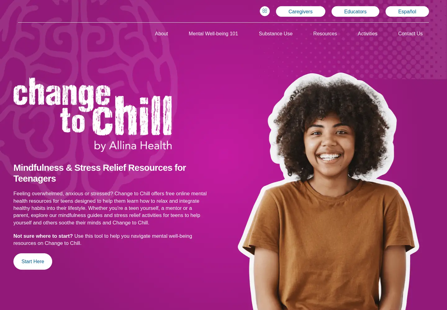 Screenshot of changetochill.org